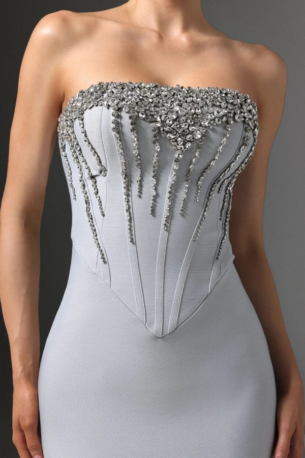 zambezi strapless beaded bandage maxi dress 13