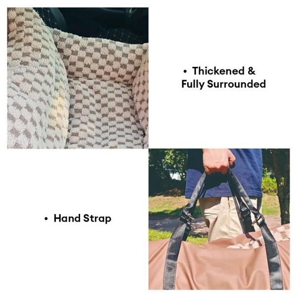 2 in 1 checkerboard faux leather safety center console pet car seat & carrier 17