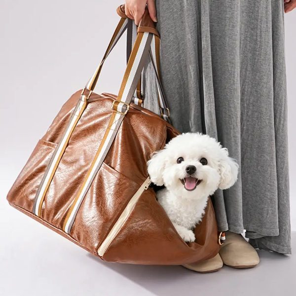 3 in 1 deluxe faux leather safety center console pet car seat & carrier 15