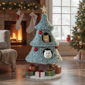 48 luxury christmas cat tree with 2 condos & scratching post 11 48 luxury christmas cat tree with 2 condos & scratching post 11