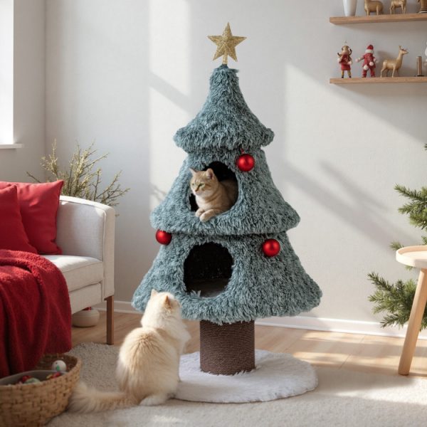 48 luxury christmas cat tree with 2 condos & scratching post 12