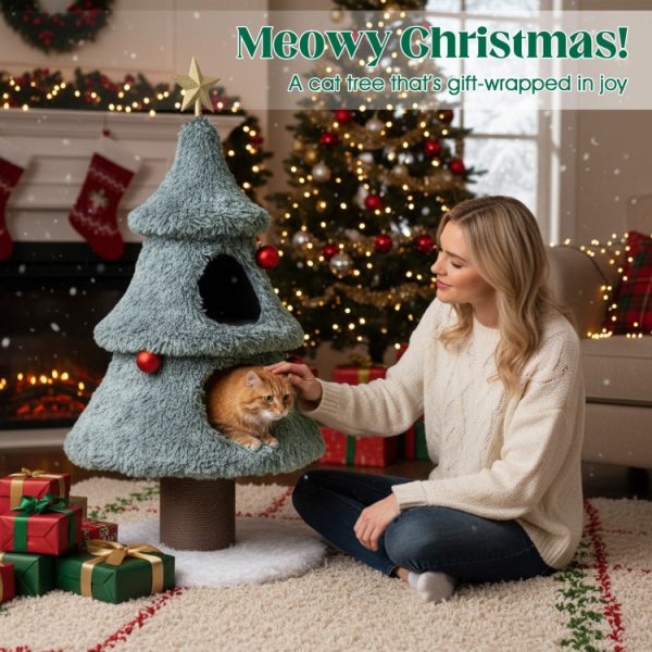 48 luxury christmas cat tree with 2 condos & scratching post 13