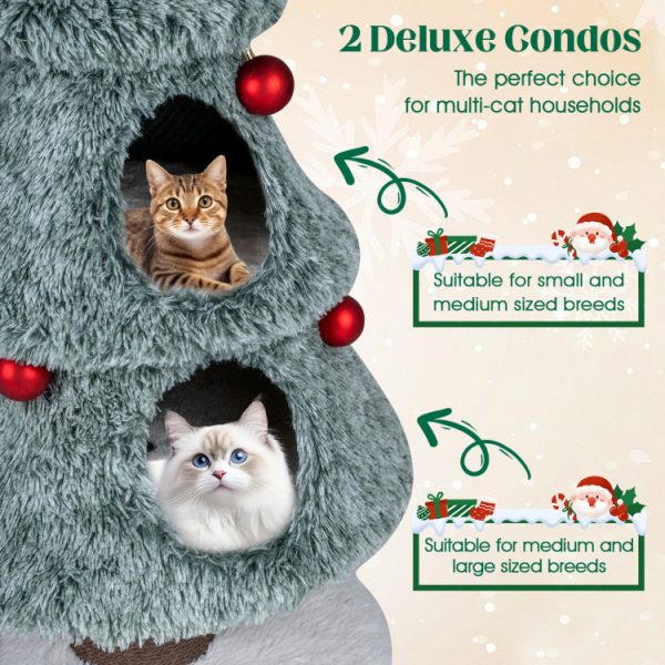 48 luxury christmas cat tree with 2 condos & scratching post 15