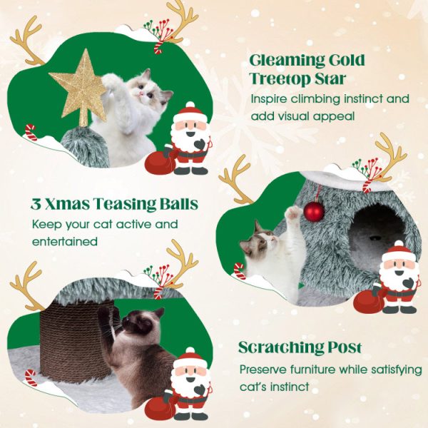 48 luxury christmas cat tree with 2 condos & scratching post 16