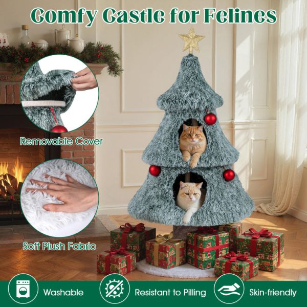 48 luxury christmas cat tree with 2 condos & scratching post 17
