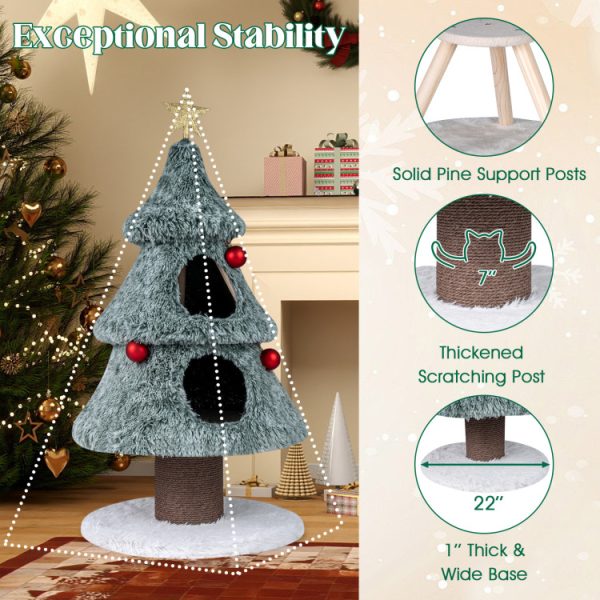 48 luxury christmas cat tree with 2 condos & scratching post 18