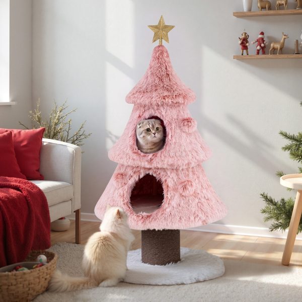48″ luxury christmas cat tree with 2 condos & scratching post 21