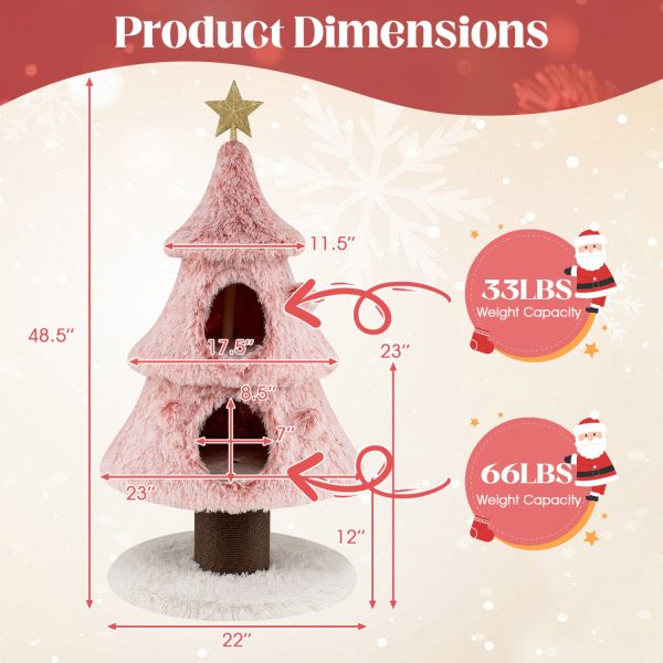 48″ luxury christmas cat tree with 2 condos & scratching post 22