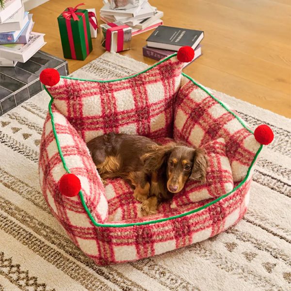 amusement park fashion plaid thickened plush dog sofa bed 16