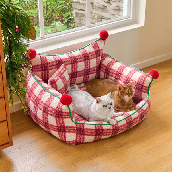 amusement park fashion plaid thickened plush dog sofa bed 17