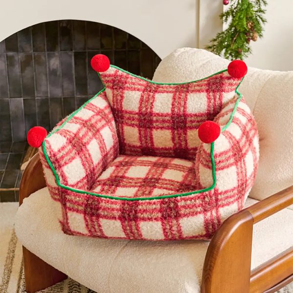 amusement park fashion plaid thickened plush dog sofa bed 19