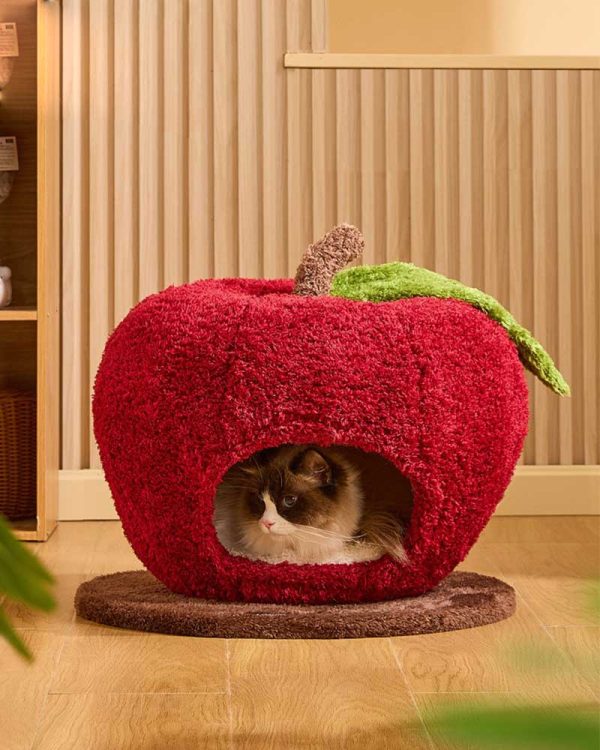 comfy apple semi enclosed cat cave bed 13