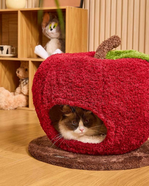 comfy apple semi enclosed cat cave bed 18