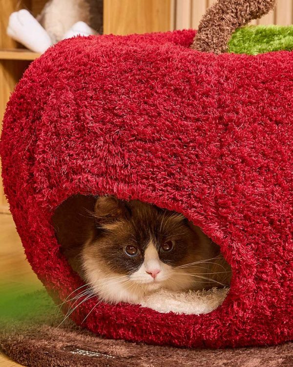 comfy apple semi enclosed cat cave bed 19