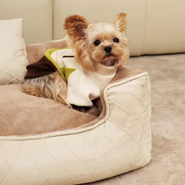 cozy diamond faux leather square dog bed 17