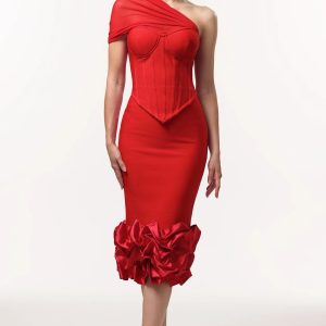 dorie one shoulder corset bandage two piece set 11