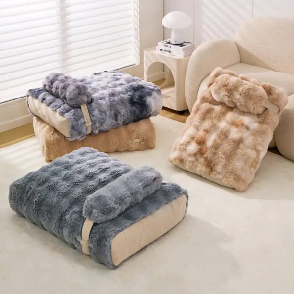 fluffy plush comfortable deep sleep dog pillow bed 17