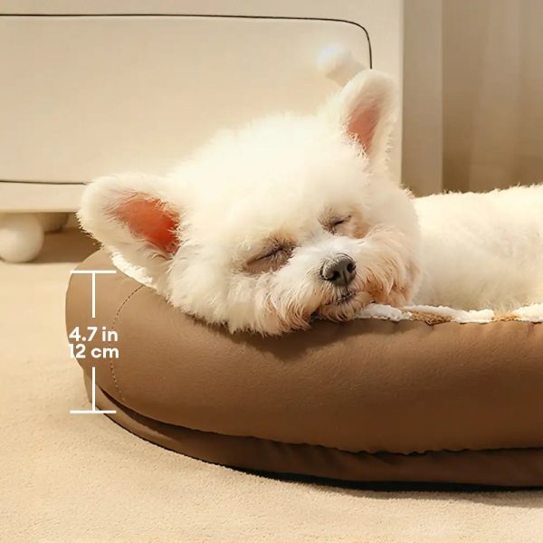 geometric wave pattern faux leather warm removable & washable dog bed 17