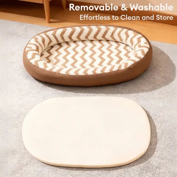 geometric wave pattern faux leather warm removable & washable dog bed 19