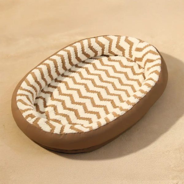 geometric wave pattern faux leather warm removable & washable dog bed 20