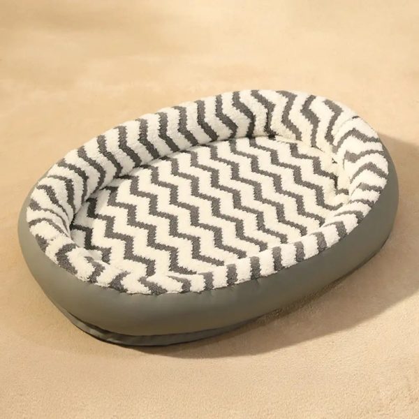 geometric wave pattern faux leather warm removable & washable dog bed 21