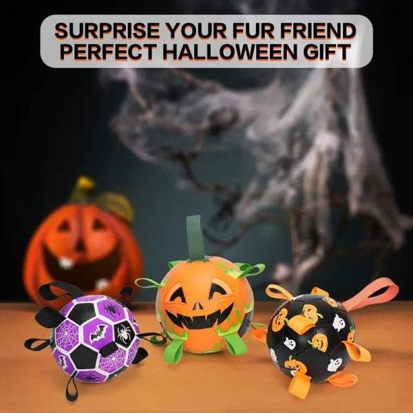 halloween themed pumpkin & ghost print football pet toy 14