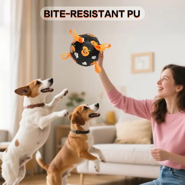 halloween themed pumpkin & ghost print football pet toy 15