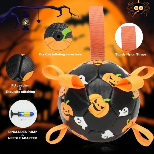 halloween themed pumpkin & ghost print football pet toy 16