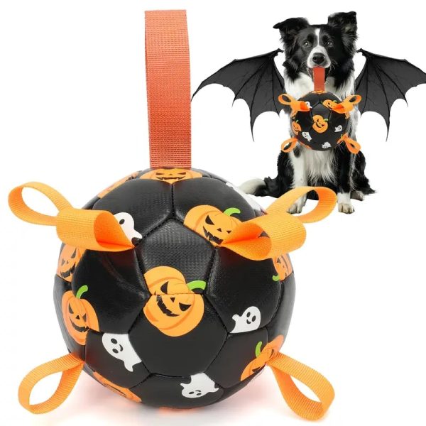 halloween themed pumpkin & ghost print football pet toy 20