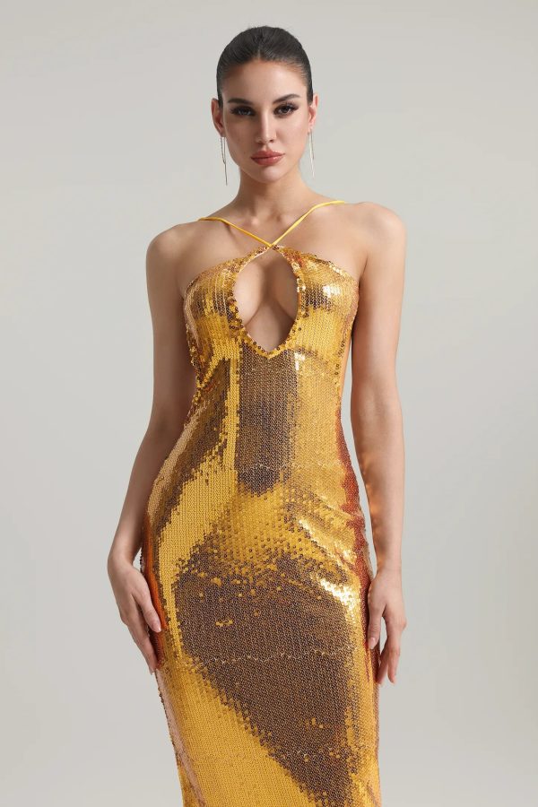 hazada halter cutout backless sequin maxi dress 12