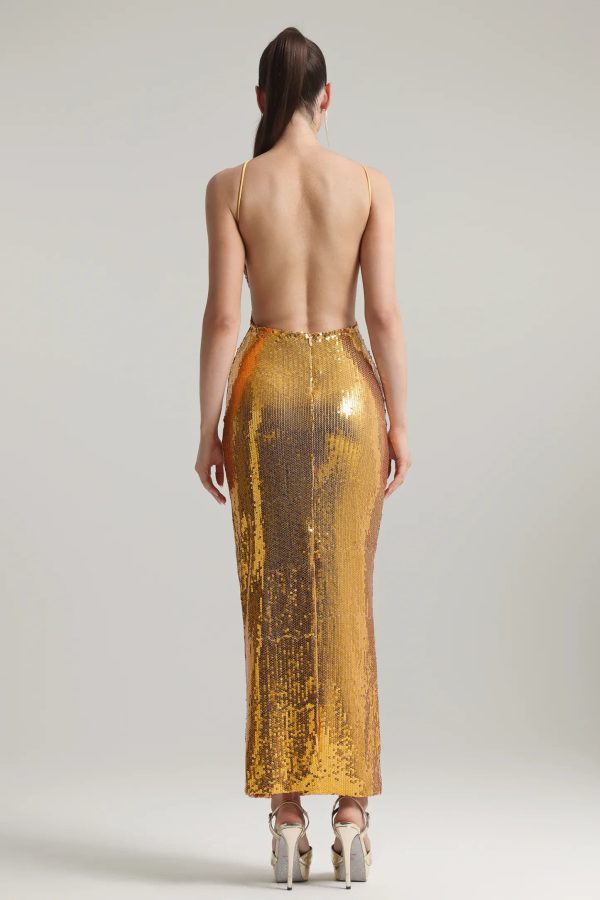 hazada halter cutout backless sequin maxi dress 16