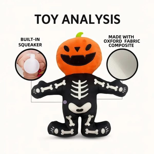 jack o' lantern dog squeaky chew toy 14