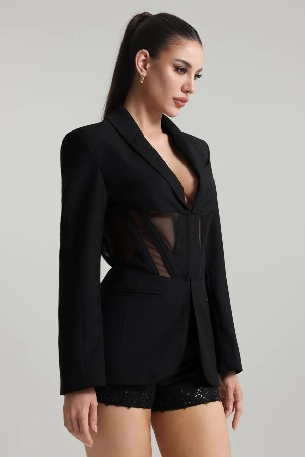 janka long sleeve corset black blazer 14