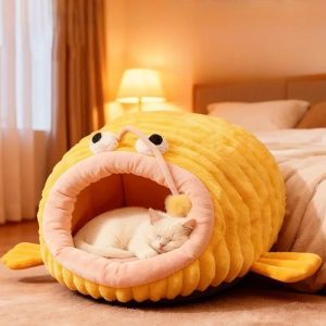 large fish shaped plush cozy winter cat bed 11 large fish shaped plush cozy winter cat bed 11