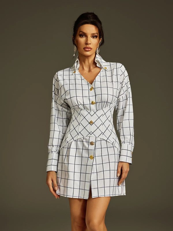 lizbeth v neck check shirt dress 12