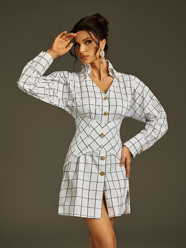 lizbeth v neck check shirt dress 13