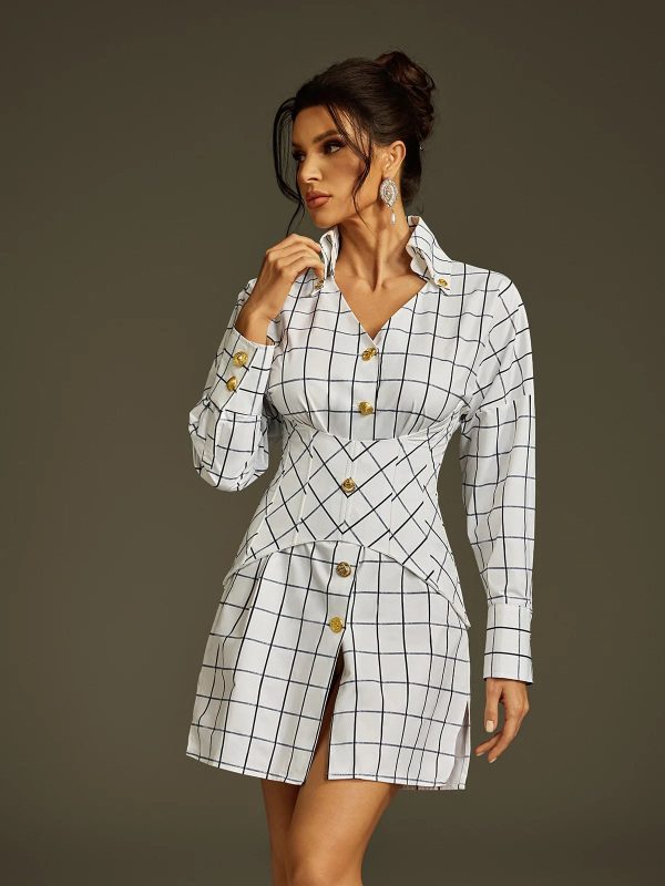 lizbeth v neck check shirt dress 15
