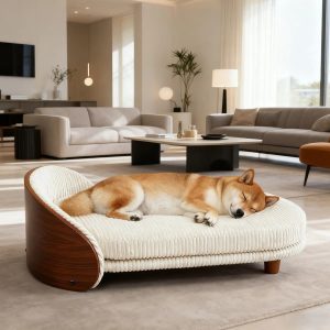 luxury modern wooden elevated design dog bed 11