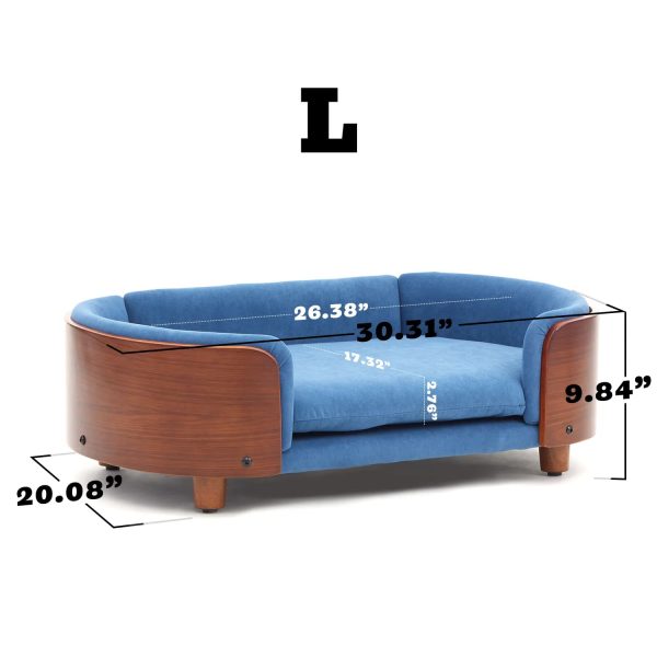 luxury solid wood dog bed with legs and bent wood back 1200