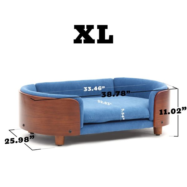 luxury solid wood dog bed with legs and bent wood back 1300
