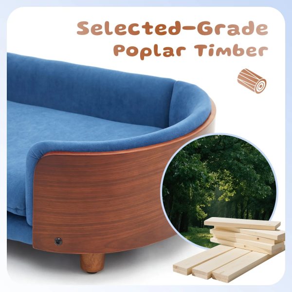 luxury solid wood dog bed with legs and bent wood back 500