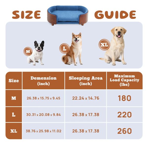 luxury solid wood dog bed with legs and bent wood back 600
