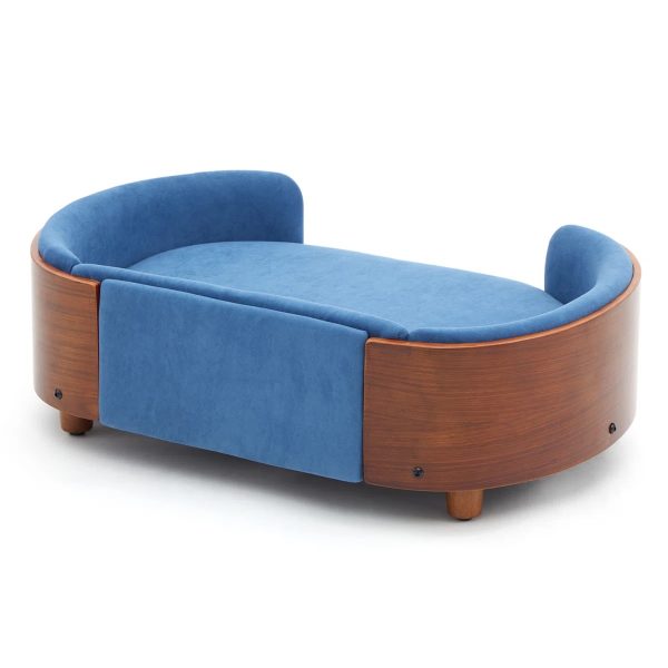 luxury solid wood dog bed with legs and bent wood back 800