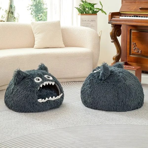 monster shaped plush cozy cave pet house 13