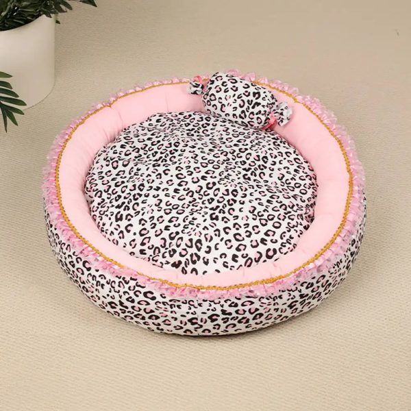 pink leopard print removable & washable all season princess pet bed 17