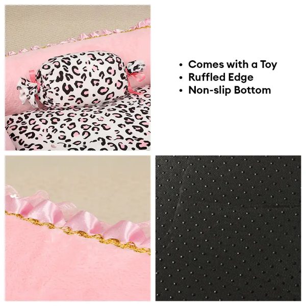 pink leopard print removable & washable all season princess pet bed 19
