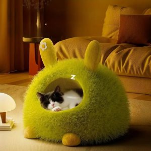 rabbit themed cozy cave cat nest 11