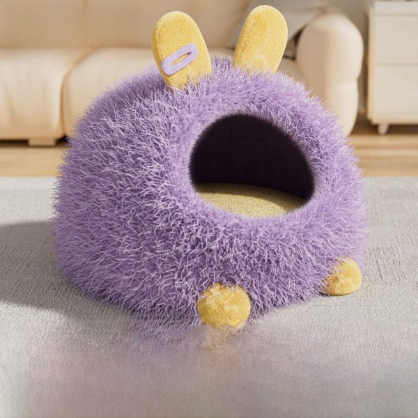 rabbit themed cozy cave cat nest 19
