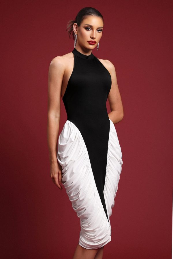 rebel classic contour sleeveless ruched knit midi dress 15