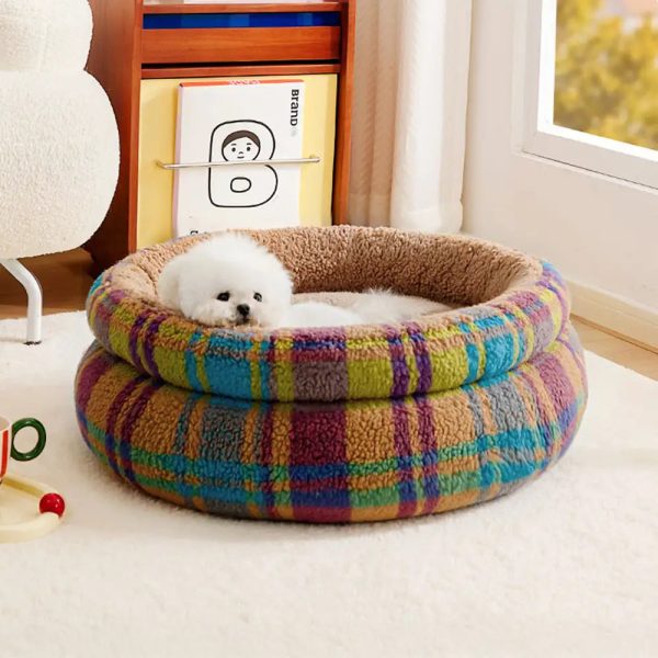 round plush comfort dog bed with raised sides 12
